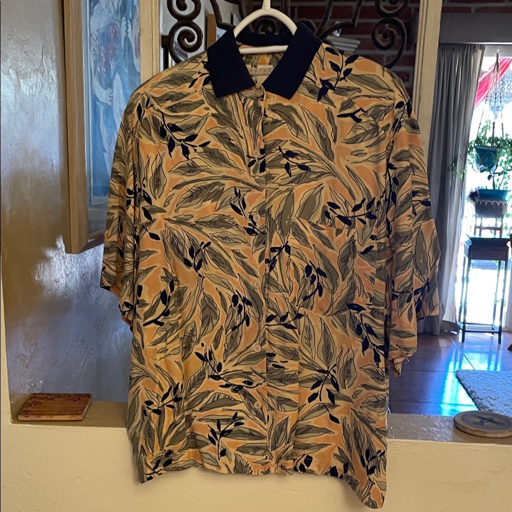 Melrose Men's Tropical Leaf Print Shirt